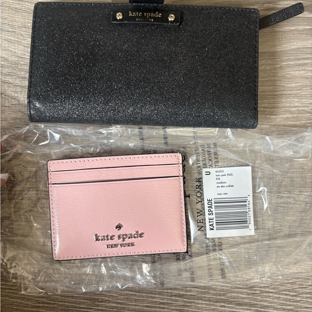 Bundle Kate Spade Black wallet and NWT Pink Card Holder - Picture 2 of 11
